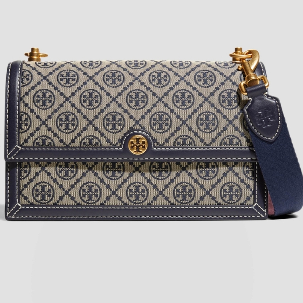 NWOT Tory burch T monogram jacquard bag blue